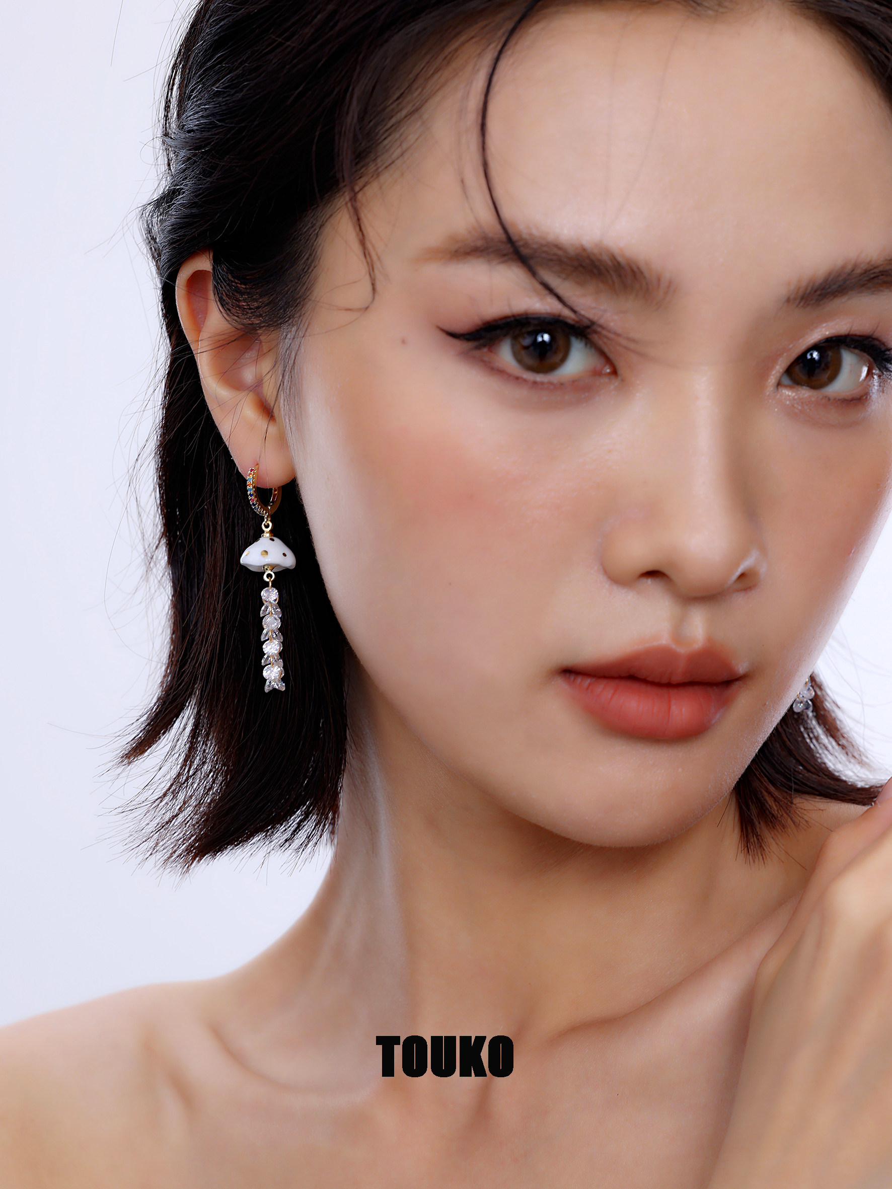 流苏耳环TOUKO瓷气质小众锆石女
