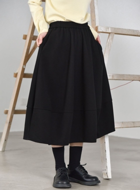 【还有山】慵懒针织微弹简约复古秋冬花苞半身裙8306气质大摆女裙