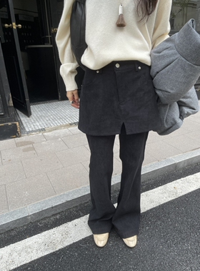 WELOVER内里磨毛抓绒韩系高级简约微喇叭休闲裤屁帘不能拆24140