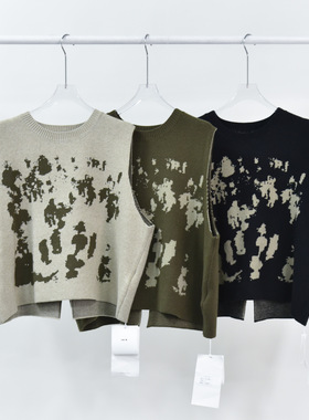 设计款 撞色人像剪影圆领加厚百搭套头针织马甲