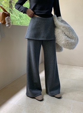 TE百搭保暖上身屁帘休闲裤(配屁帘)T4523韩系显瘦显腿长阔腿裤女