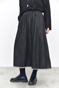 百搭休闲牛仔半裙5k870 软牛仔毛须边洗水做旧春季 三与二出