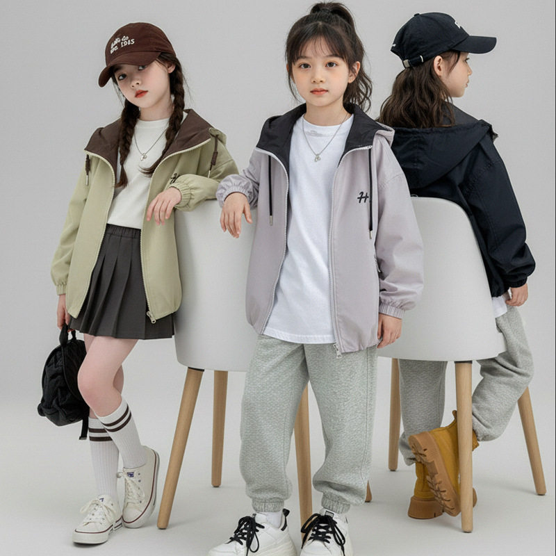 女童春秋新款双面穿外套中大童