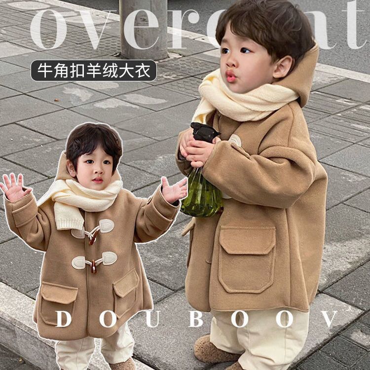 2026韩版秋冬季新款男女童牛角扣