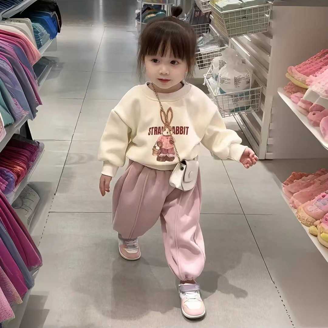 女童春秋冬季加绒套装韩版卡通