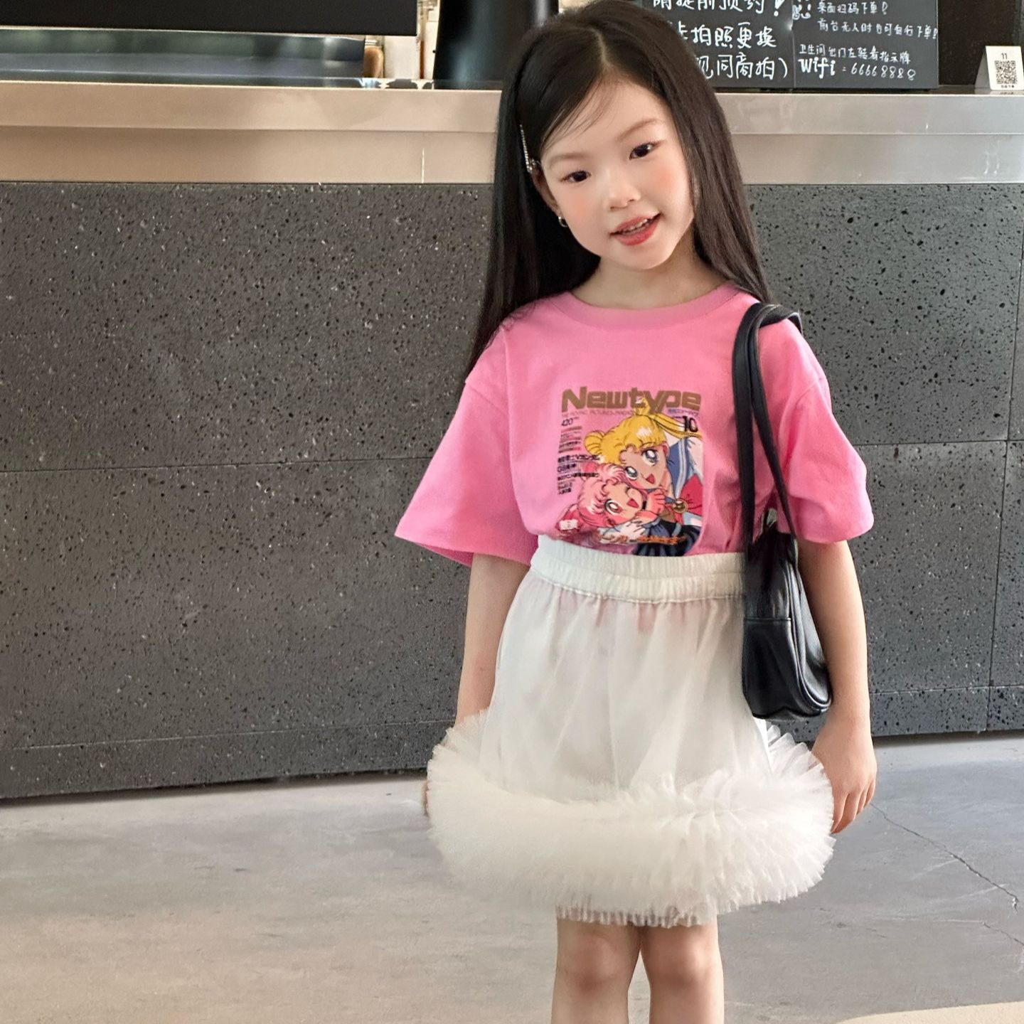 2025夏季新款童装韩版童装女童时尚印花女童T恤宽松短袖T恤B类棉