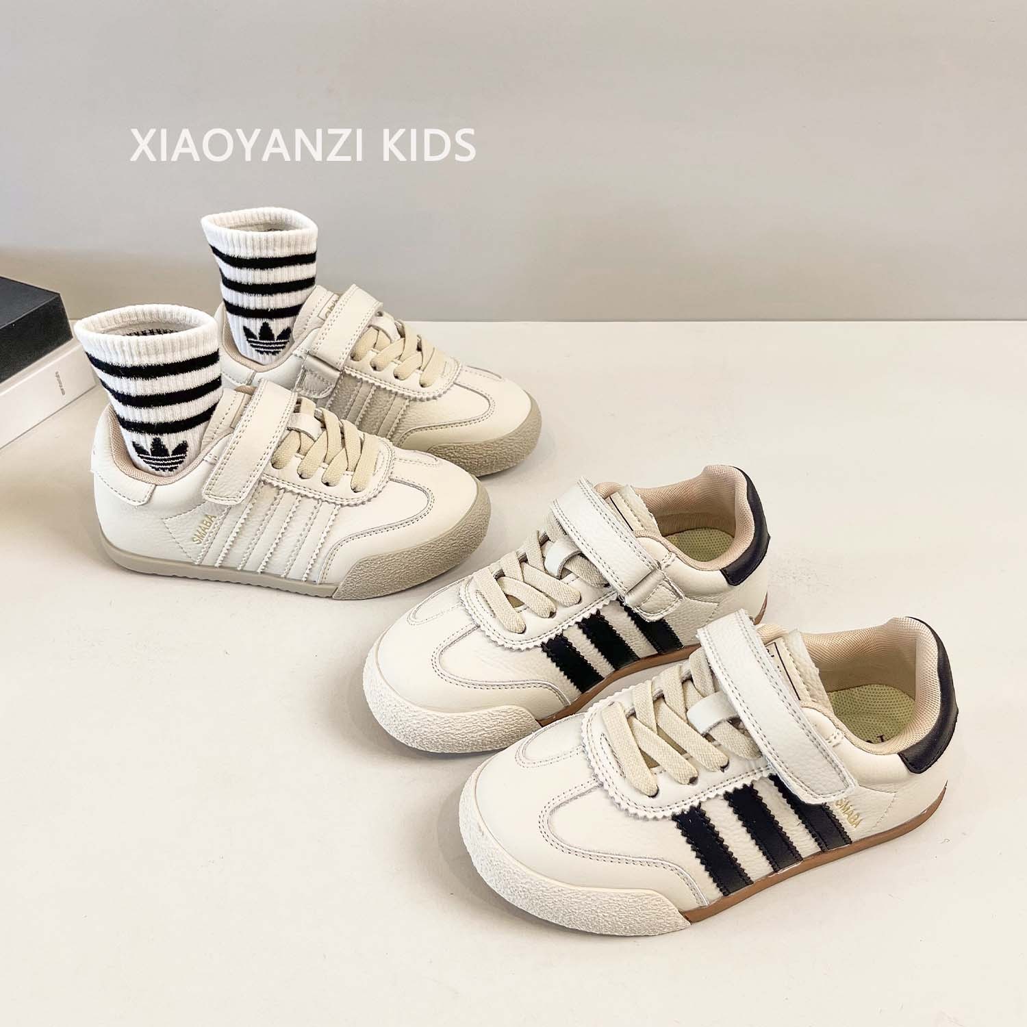 米黑色德训鞋男童2025新款秋季