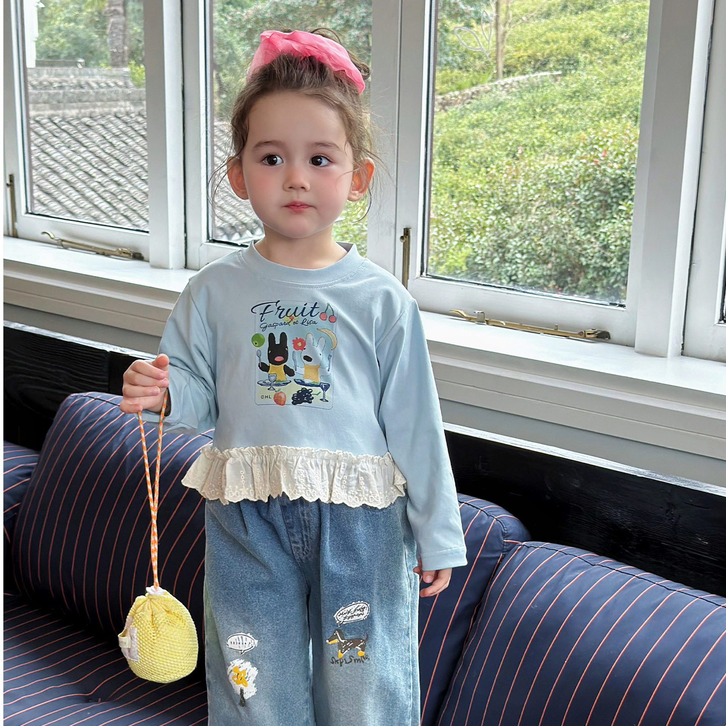 女童打底衫春秋季2026新款儿童卡通长袖圆领T恤宝宝春装内搭上衣