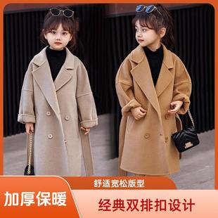 童装冬季款加厚高级绒面呢儿童大衣女童冬装毛呢韩版中大童呢外套