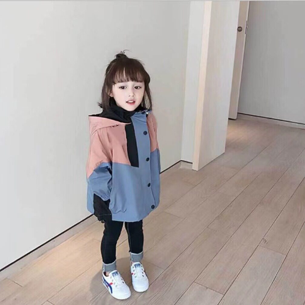 童装春秋款女童冲锋衣外套拼色