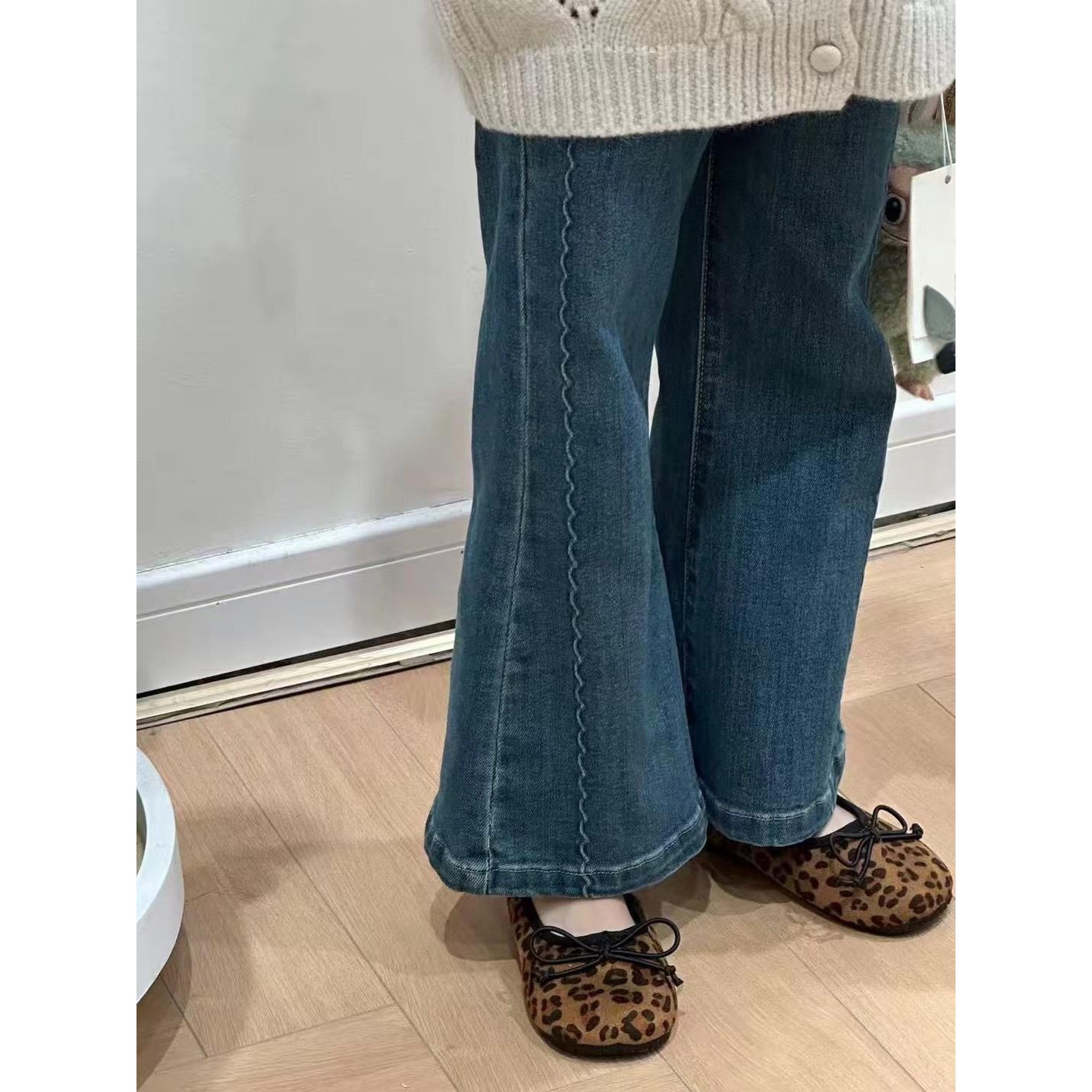 女童牛仔裤2025秋季新款洋气喇叭裤女宝宝洋气修身百搭微喇叭长裤