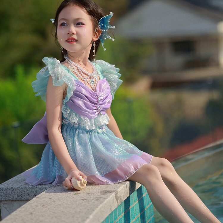 美人鱼衣服女童泳衣儿童速干连体衣2026新款女孩泳装比基尼