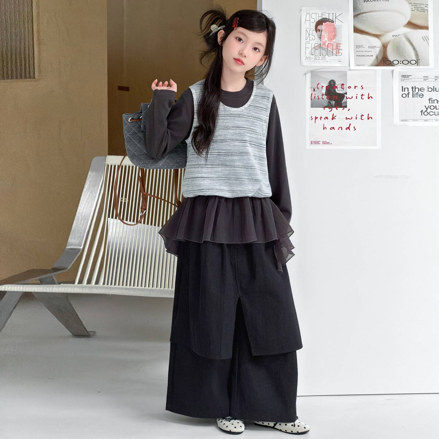 女童秋季设计感套装2026新款