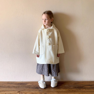 韩国女童毛呢大衣2025秋冬季新款儿童洋气时髦中长款呢子外套上衣