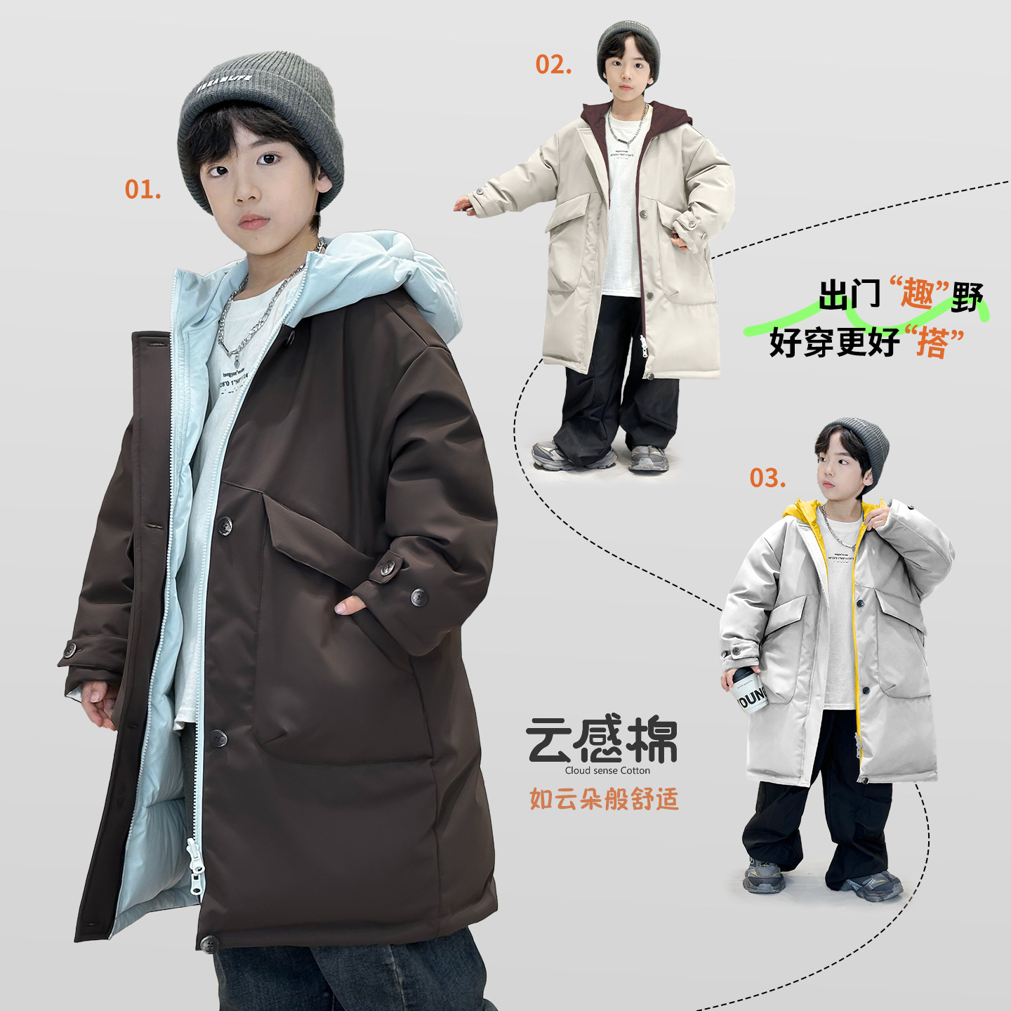 儿童羽绒棉服男女童中长款2025