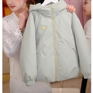 女童冲锋衣羽绒棉衣2025新款 加厚保暖外套夹克棉服 中大童秋冬装