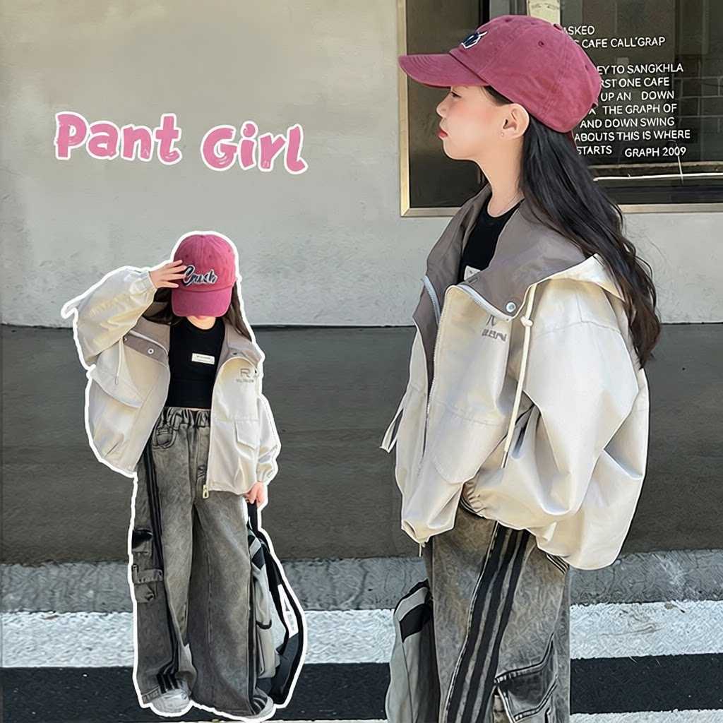女童工装派克服外套春季新款撞色