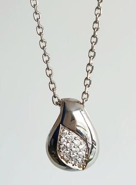 铜镀白金项链水滴型吊坠怀旧复古