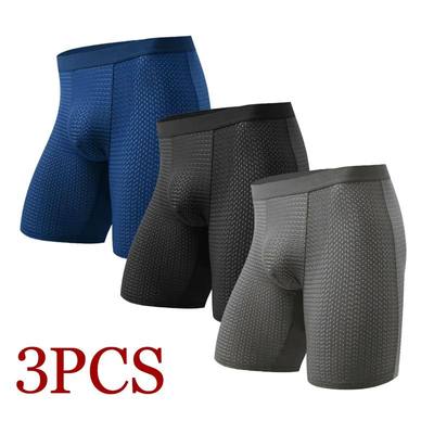 3PCS  Mesh Men Underwear Man Underwear Sexy Hot Long Boxer S