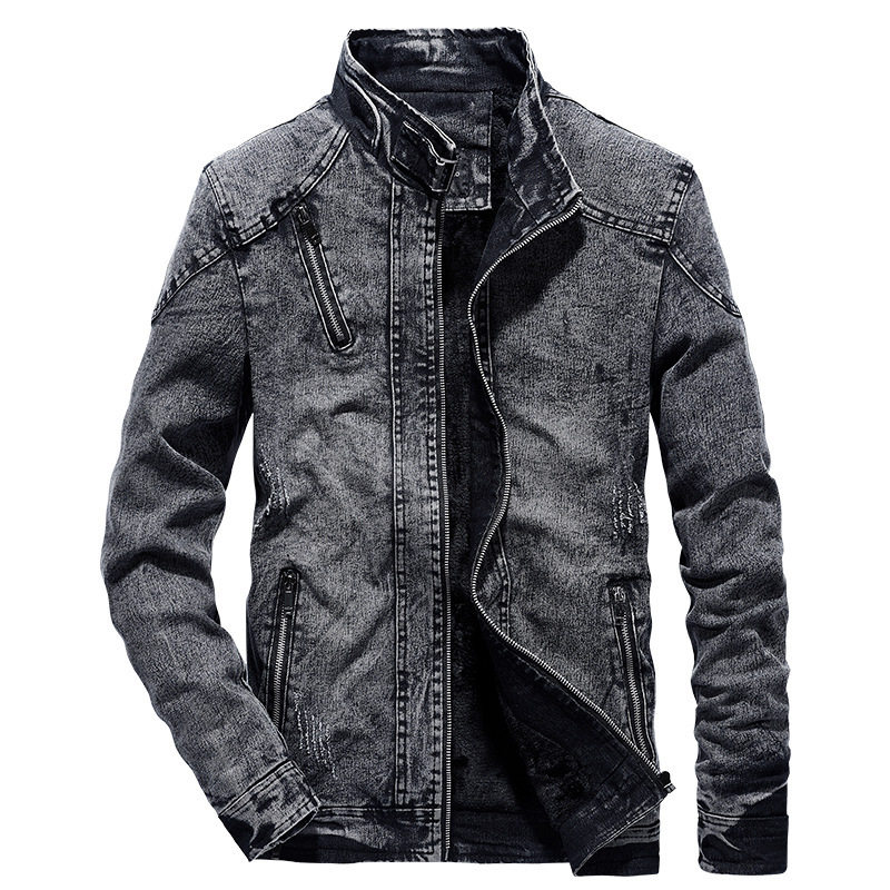 vintage denim jackets men slim fit solid color casual mens j