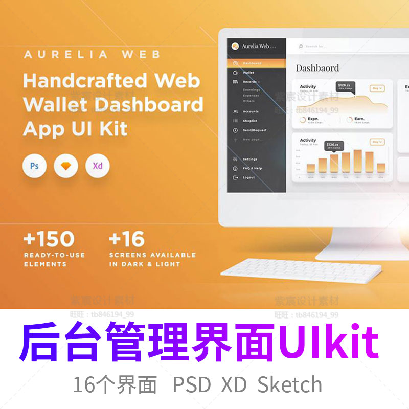 企业网页后台管理系统界面UIkit 设计素材XD/PSD/Sketch源文件