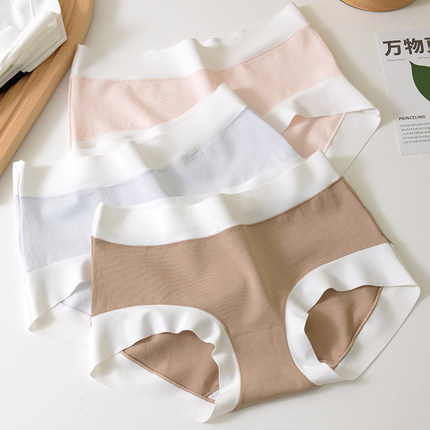 纯色简约婴儿棉内裤女7A级100%纯棉抗菌裆透气中腰包臀无痕三角裤