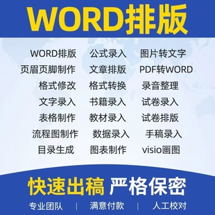 word排版文档编辑代做目录页眉页脚页码文档格式打字服务表格制作