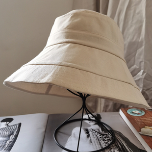 日系丝麻透气遮阳渔夫帽子女士春夏防紫外线透气瘦脸简约便携百搭