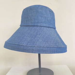 复古卷边牛仔大檐帽子女士春夏防紫外线日系透气便携遮阳护颈出游