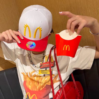 Kult原创恶搞麦当劳棒球帽可调节平檐太阳帽男女Bootleg美式刺绣