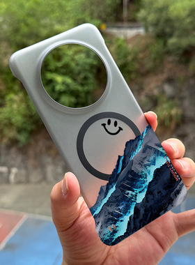 适用于华为mate60pro磁吸无边框手机壳个性创意蓝色雪山华为mate70/60pro+轻薄男女硬壳华为mate40pro/30散热