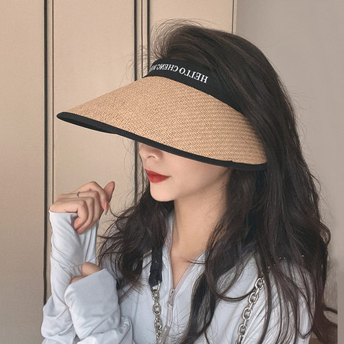 拉菲草帽子女夏季防晒帽防紫外线大帽檐遮脸太阳帽沙滩帽遮阳草帽