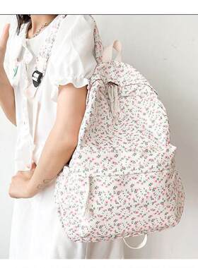 书包女ins日系学院风小碎花背包韩版原宿印花中学生双肩包女