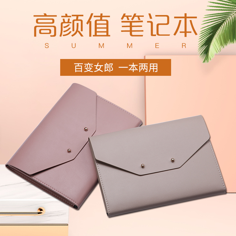 女士商务记事本日记本简约时尚皮夹式小本会议本记录本生日礼物