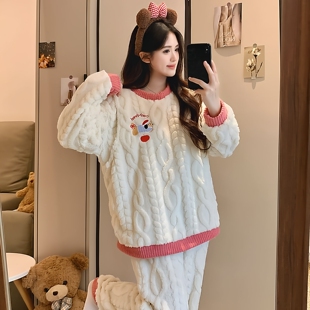 孕妇珊瑚绒睡衣秋冬产后月子服法兰绒怀孕期产妇喂奶薄绒春秋冬季