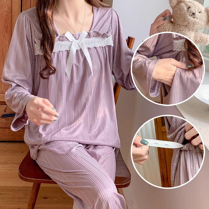 月子服喂奶产后哺乳睡衣春秋产妇2月1母乳薄孕妇家居服夏坐月子