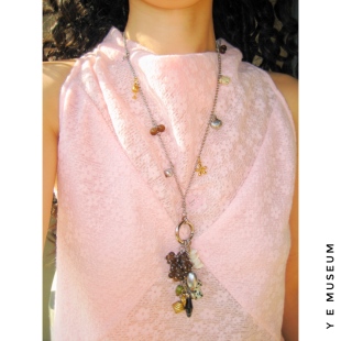 鱼耳Museum}原创 小众高级串珠葡萄多层次流苏吊坠长款项链毛衣链