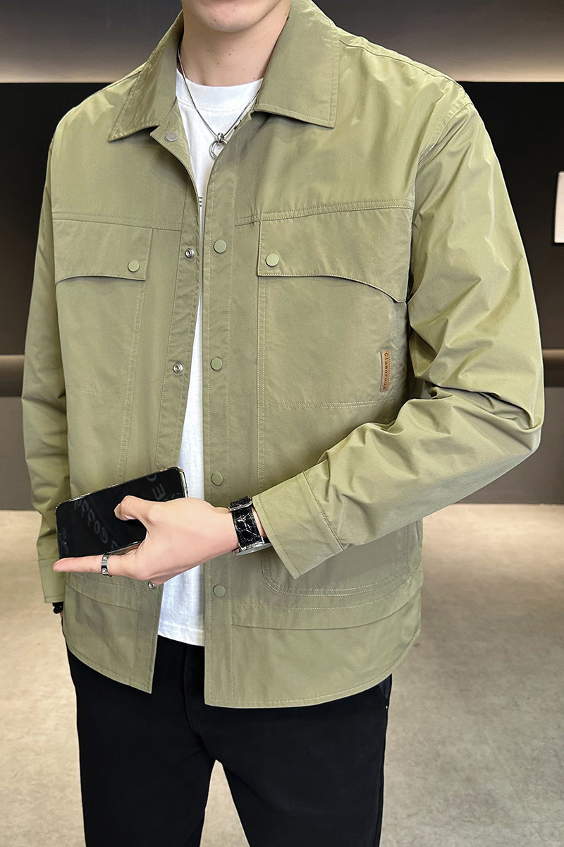 店主风2025春季新款潮牌外套衬衫领帅气男夹克JK9217-P90控129,男装夹克,电商D240-242
