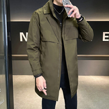 店主风白鸭绒男士假两件中长款保暖风衣羽绒服YR8105-P220，男装风衣，电商D240-242