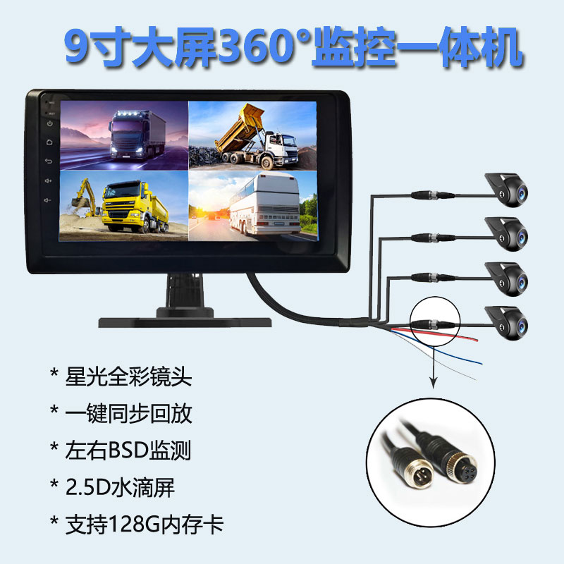 24V大车通用360四路全景记录仪一体机防水高清夜视摄像头BSD监测-封面
