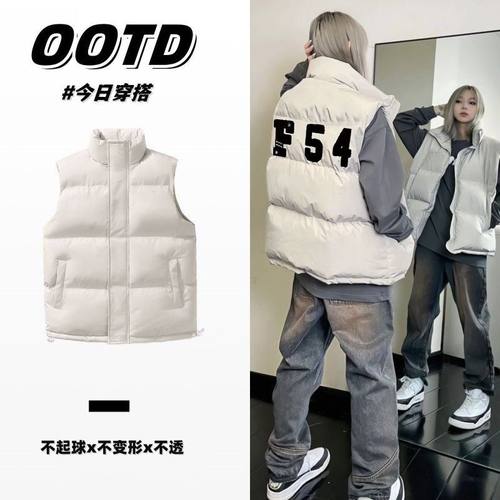 2025秋冬季新款保暖青少年马甲男女情侣潮流外套百搭学生无袖棉衣