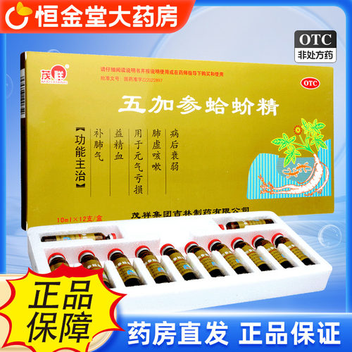 五加参蛤蚧精口服液茂祥12支补精血肺虚五加参蛤蜊精口服液哈fs