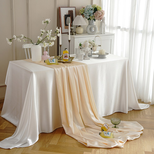 高级丝绸感缎面甜品台桌布
