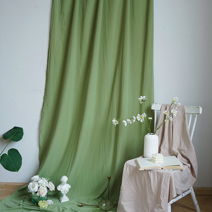 夏天婚礼户外宴会牛油果绿白色挂布甜品台布幔摆拍背景布摄影装 饰