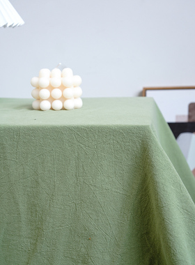 北欧春天桌布户外棉麻纯绿色牛油果婚礼宴会甜品台布置摆拍摄背景