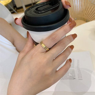 大码戒指女胖MM古法素圈哑光砂面大圈口情侣对戒胖手胖人食指指环
