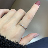 个性 大码 戒指女胖MM大号胖手简约气质交叉镶钻时尚 大圈口食指指环