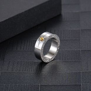 大码戒指男士钛钢太阳图腾高级感胖手大号潮牌大圈口胖子食指指环