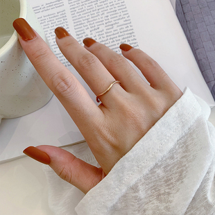 大码戒指女胖MM欧美简约几何波浪粗手胖人小众设计食指指环尾戒潮