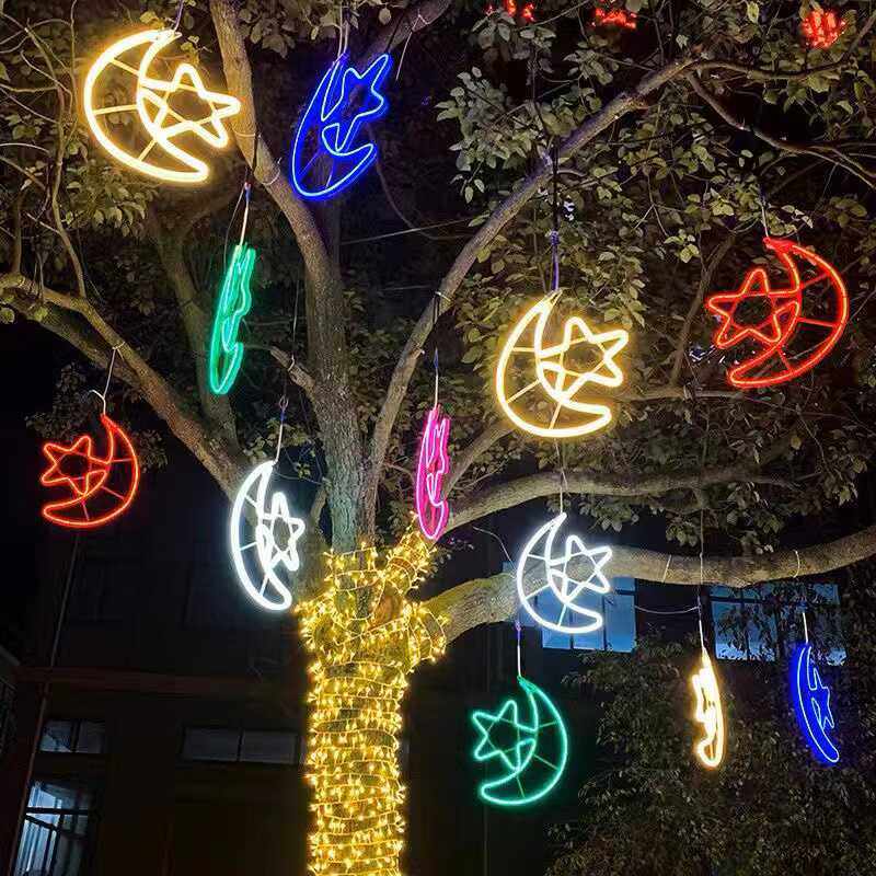 led发光星月灯户外防水圣诞节日布置装饰灯新年亮化挂树上造型灯